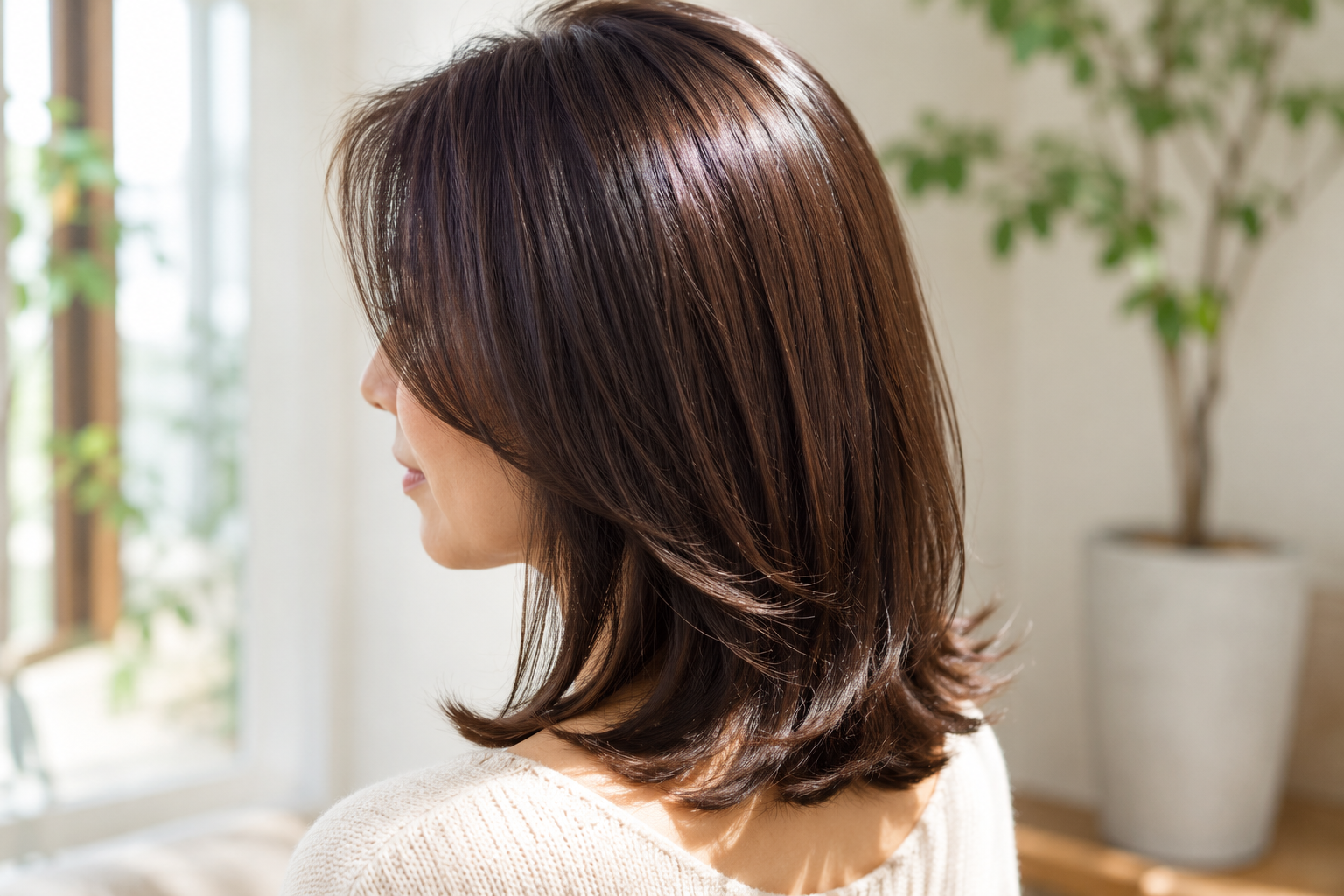 40代女性の艶髪と自然なまとまり｜大阪市生野区のアンチエイジング美容室