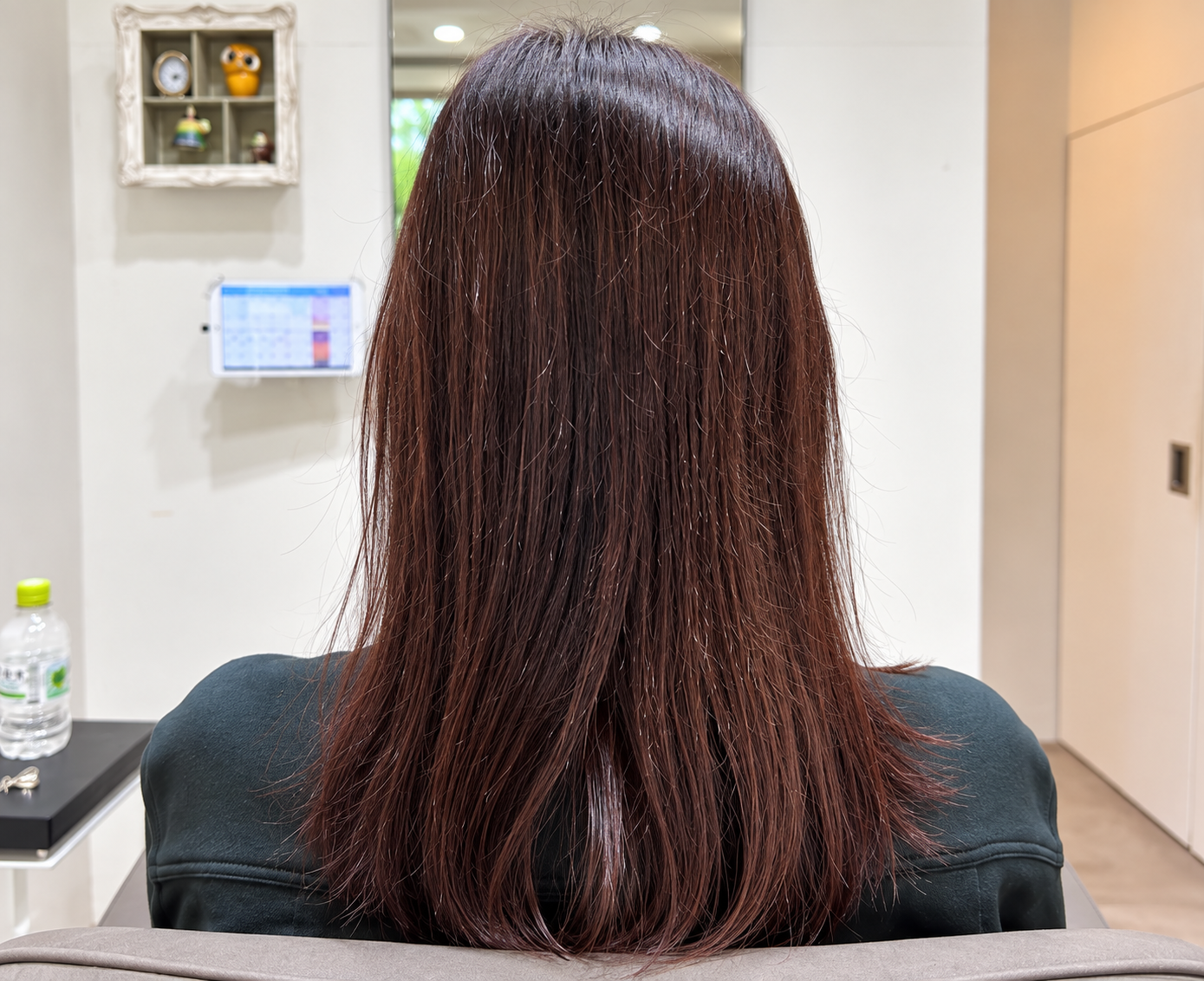 施術前の髪の状態を確認するため、後ろから撮影した40代女性の髪。毛先のまとまりや表面の状態が分かる写真